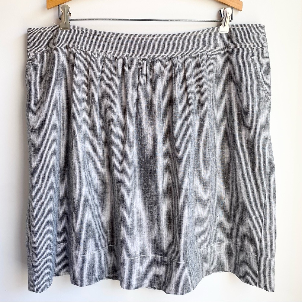 Eileen Fisher full skirt gray pinstripe size Xl hemp organic cotton